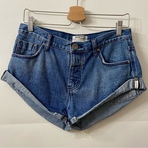 One Teaspoon Bandits Button Fly Twisted Rolled Cuff Hem Denim Shorts 24